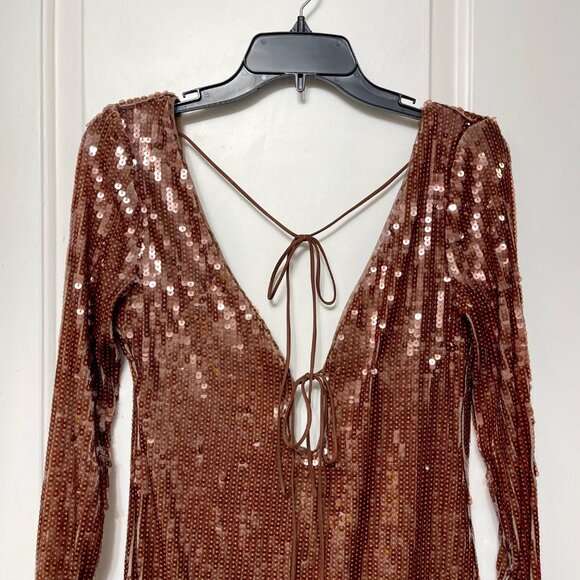 New Bardot Verona Cocktail Sequin Mini Dress in Chocolate Size 10 - Picture 8 of 12